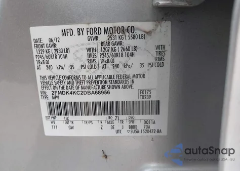 2013 Ford Edge Limited from USA, damaged, VIN 2FMDK4KC2DBA68956